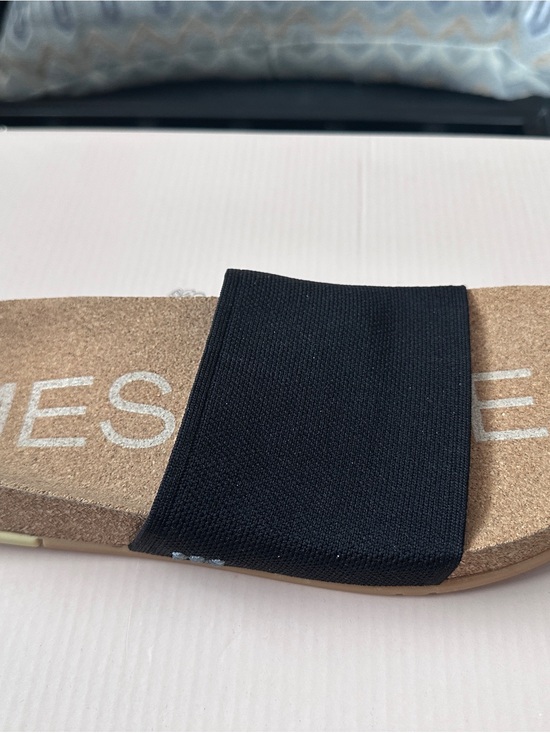Message Shoes - Black Slide Sandal with Elastic Strap
